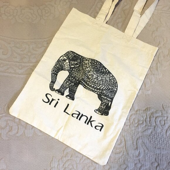 NWOT Sri Lanka Elephant Illustrated Cloth Tote Book Bag - Picture 3 of 5